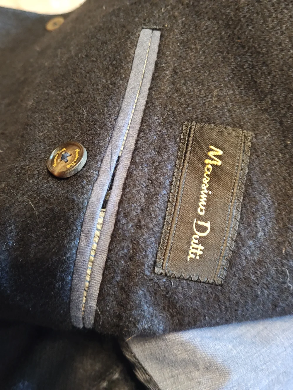 Massimo Dutti Men's Navy Wool Blend Blazer 44/54
